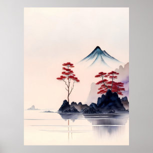 Vintage japanische Landschaftskunst Poster