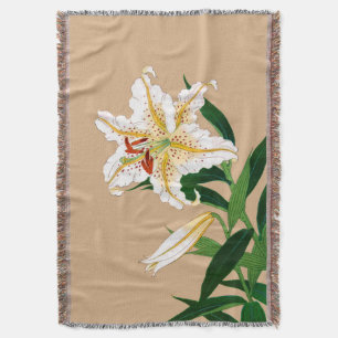 Vintage japanische Liliy. Weiß, Grün und Beige Decke