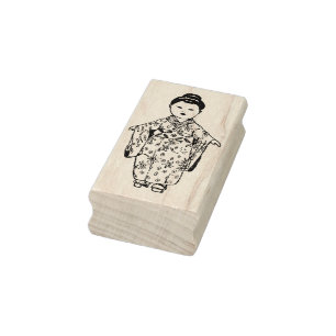 Vintage japanische Mädchenkuppe Gummistempel