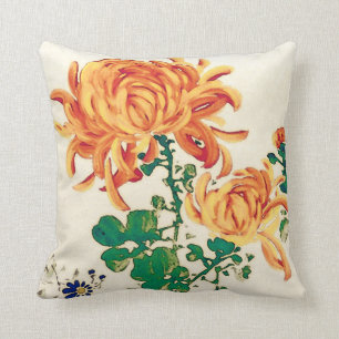 Vintage japanische Malerei Chrysanthemas Kissen