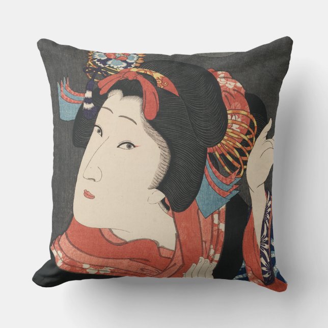 Vintage japanische Malerei Kissen (Vorderseite)