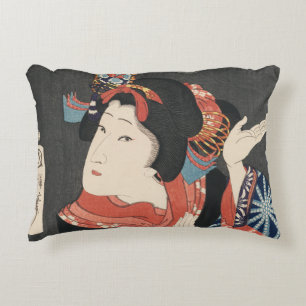 Vintage japanische Malerei Zierkissen