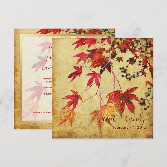 VINTAGE JAPANISCHE MAPLE/HOCHZEIT IM HERBST EINLADUNG (Vorne/Hinten)