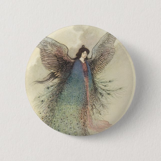 Vintage japanische Märchen, der Mond Maiden Button (Vorderseite)