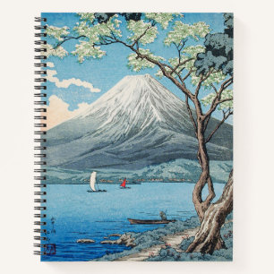 Vintage japanische Mount Fuji und Lake Yamanaka Ku Notizbuch