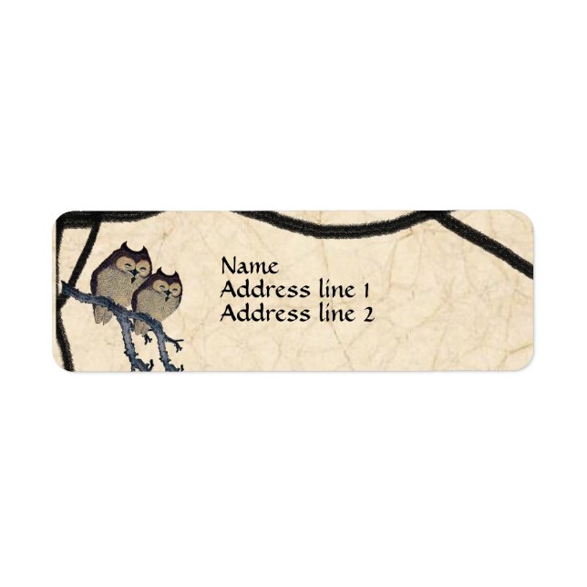 Vintage japanische Owl Address Labels (Vorne)