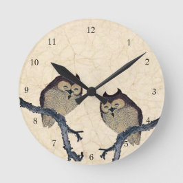 Vintage japanische Owls Runde Wanduhr