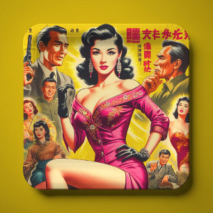 Vintage japanische Pulp-Frau Pappteller
