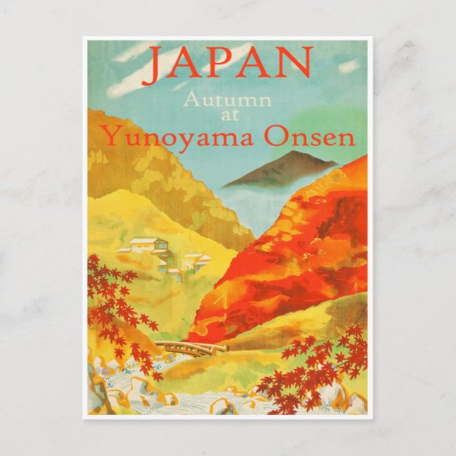 Vintage japanische Reisekarte Postkarte (Vorderseite)