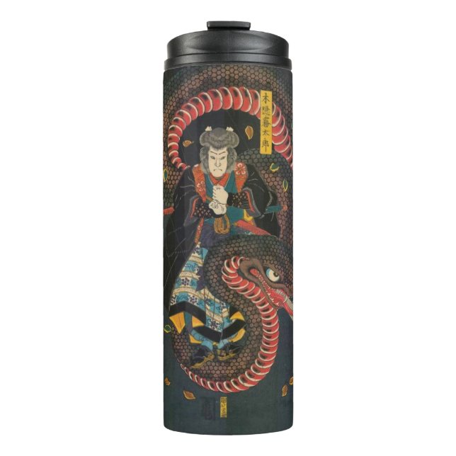 Vintage japanische Riesenschlange Thermosbecher (Vorderseite)