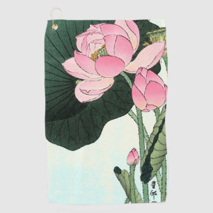 Vintage Japanische Rosa Lotus-Blume Golfhandtuch
