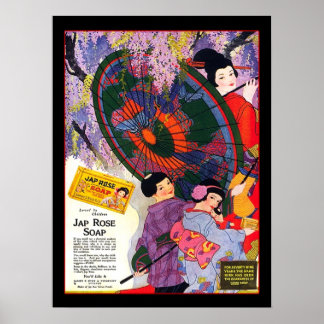 Vintage japanische Rose Seifenwerbung Poster