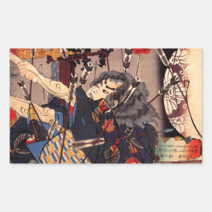 Vintage japanische Samurai-Aufkleber Rechteckiger Aufkleber