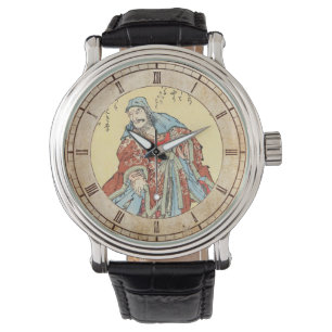 Vintage japanische Samuraiskizzetätowierung Armbanduhr