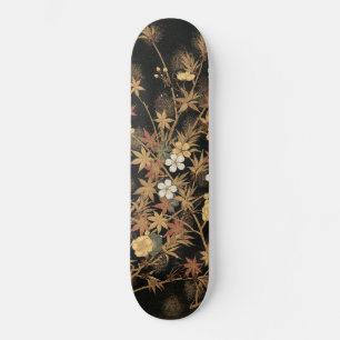 Vintage Japanische Schwarze Gold Herbst Blumen Kun Skateboard