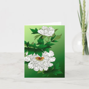 Vintage japanische Skizze für große weiße Peony Karte