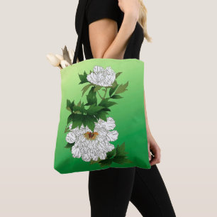 Vintage japanische Skizze für große weiße Peony Tasche