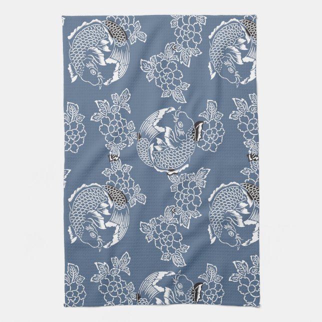 Vintage japanische Tattoo Koi (Karp) Geschirrtuch (Vertikal)