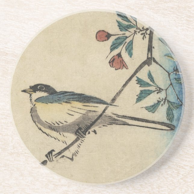 Vintage japanische Vogelkunst und Blossom Getränkeuntersetzer (Vorne)