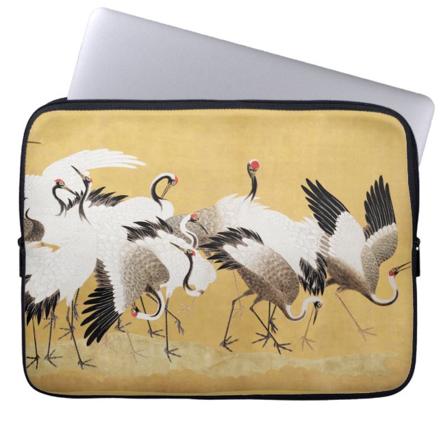 Vintage japanische Vogelschwärme Laptopschutzhülle (Vorderseite)