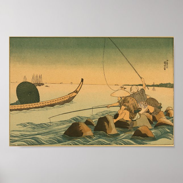 Vintage japanische Wall Art Fishing Poster (Vorne)