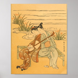 Vintage japanische Wall Art Shamisen Poster