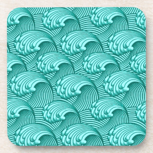 Vintage japanische Waves, Türkis und Aqua Getränkeuntersetzer