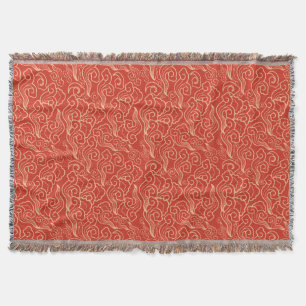 Vintage japanische Wolken, korallenrote Orange Decke