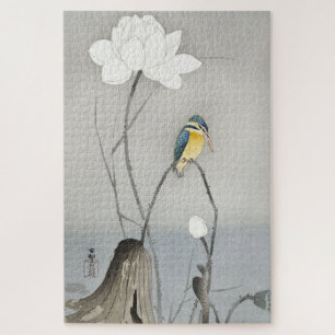 Vintage Japanischer Eisvogel mit Lotusblume