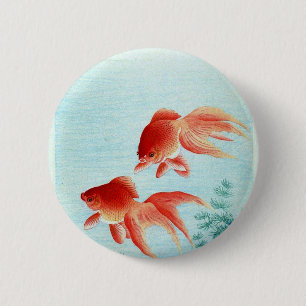 Vintage-japanischer Fischdruck Button