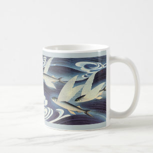 Vintage Japanischer Fliegender Fisch im Ozean, Jap Kaffeetasse
