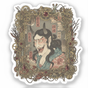 Vintage japanischer gothischer Collage-Aufkleber Aufkleber