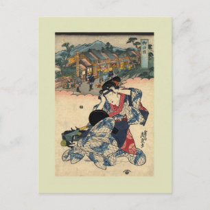 Vintage japanischer Holzschnitt Postkarte