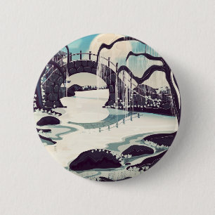 Vintage Japanischer Meditationsgarten Button