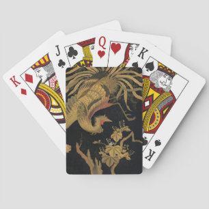 Vintage Japanischer Phoenix Gold Black Bird Spielkarten