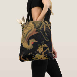 Vintage Japanischer Phoenix Gold Black Bird Tasche