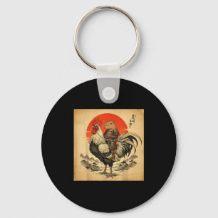 Vintage Japanischer Samurai Capybara Hahn Huhn Schlüsselanhänger