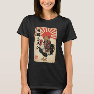 Vintage Japanischer Samurai Capybara Hahn Huhn T-Shirt