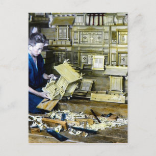 Vintage-Japanischer-Schreinbauer Handwerker Altes Postkarte