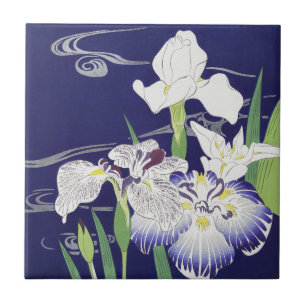 Vintage Japanischer Schwertlilie Kunst Druck Kogyo Fliese