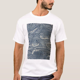 Vintage-japanischer Stoff, Wellenmuster T-Shirt
