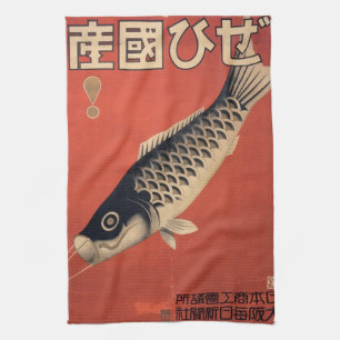 Vintage japanisches Fisch Küchentuch