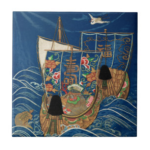 Vintage Japanisches Glücksschatzschiff G.A. Audsle Fliese