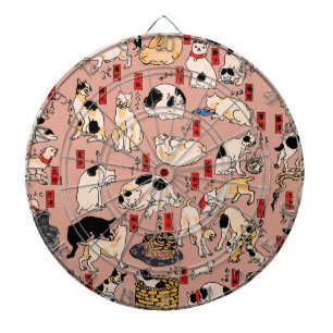 Vintage japanisches Ukiyo-e-Katzenmuster: Kuniyosh Dartscheibe
