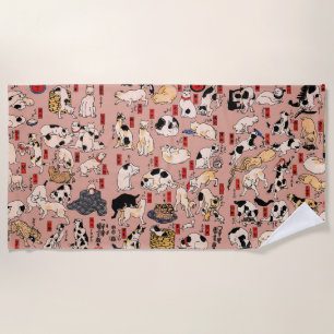 Vintage-Japanisches Ukiyo-e-Katzenmuster: Kuniyosh Strandtuch