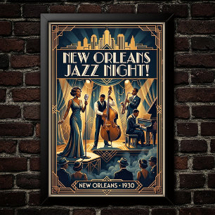Vintage-Jazz-Kunstplakat aus den 1930er Jahren Poster