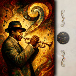 Vintage-Jazz-Trompete-Decoupage Seidenpapier