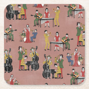 Vintage-Jazzband Rechteckiger Pappuntersetzer