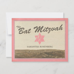 Vintage Jerusalem-Schläger Mitzvah Antwort-Karte RSVP Karte
