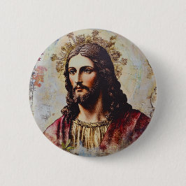 Vintage Jesus Christian Religious  Button